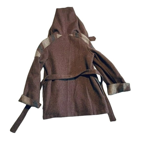 Vintage Casa de Lana 100% Virgin Wool Hooded Belted Retro Coat Women’s Size 9/10 - Picture 13 of 14